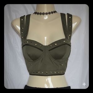 Guess by Marciano Olive Studded Crop Top
